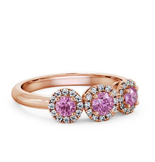 Three Stone Cluster Pink Sapphire Diamond 0.64ct Ring 18K Rose Gold TH19GEM_RG_PS_THUMB1