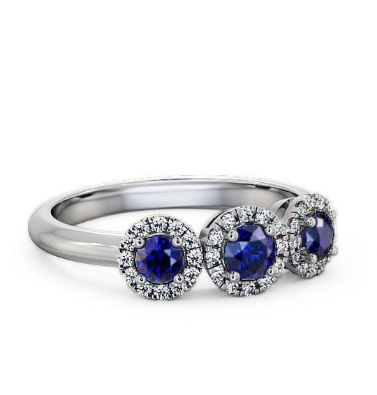 Three Stone Cluster Blue Sapphire and Diamond 0.64ct Ring Platinum TH19GEM_WG_BS_THUMB2 