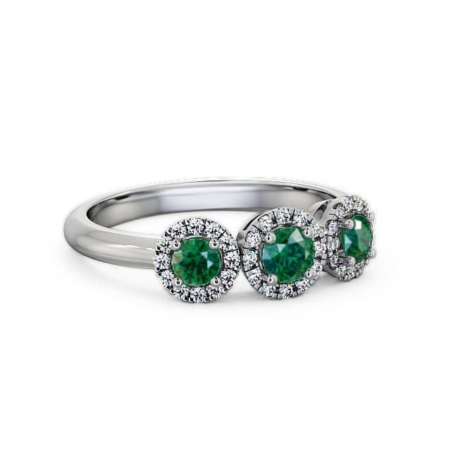 Three Stone Cluster Emerald and Diamond 0.55ct Ring Platinum - Brianna TH19GEM_WG_EM_HAND
