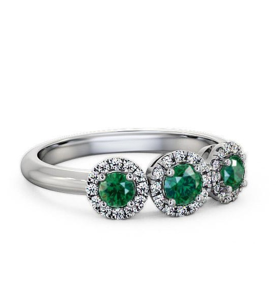 Three Stone Cluster Emerald and Diamond 0.55ct Ring Platinum TH19GEM_WG_EM_THUMB1