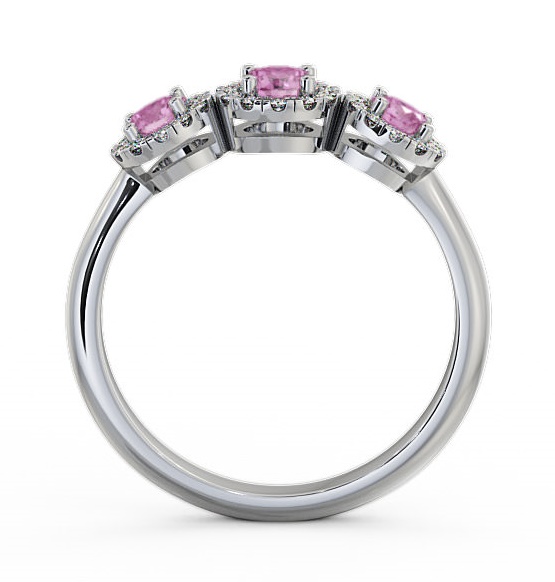 Three Stone Cluster Pink Sapphire Diamond 0.64ct Ring 18K White Gold TH19GEM_WG_PS_THUMB1 