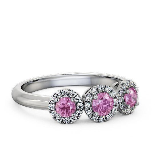 Three Stone Cluster Pink Sapphire Diamond 0.64ct Ring 18K White Gold TH19GEM_WG_PS_THUMB2 