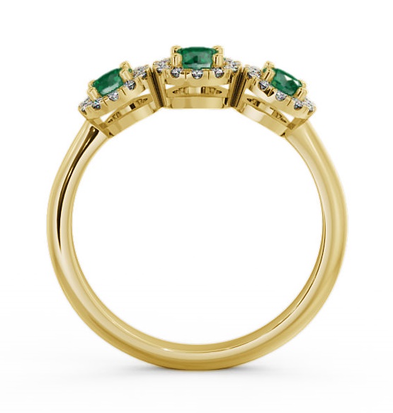 Three Stone Cluster Emerald and Diamond 0.55ct Ring 9K Yellow Gold TH19GEM_YG_EM_THUMB1 