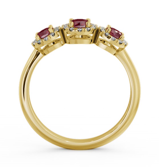 Three Stone Cluster Ruby and Diamond 0.64ct Ring 18K Yellow Gold TH19GEM_YG_RU_THUMB1 