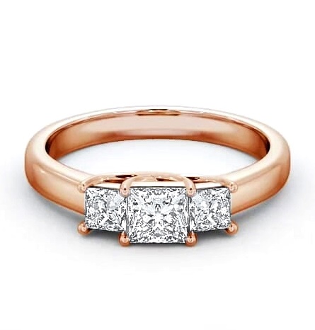 Three Stone Princess Diamond Sweeping Prongs Ring 9K Rose Gold TH1_RG_THUMB1