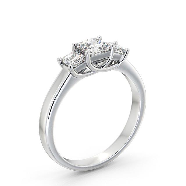 Three Stone Princess Diamond Ring 9K White Gold - Evanna TH1_WG_HAND