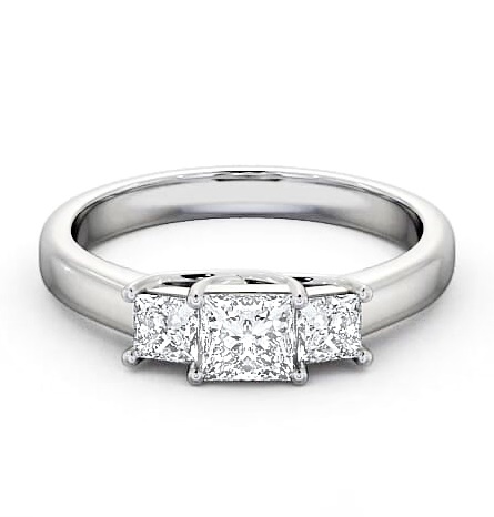 Three Stone Princess Diamond Sweeping Prongs Ring 9K White Gold TH1_WG_THUMB1