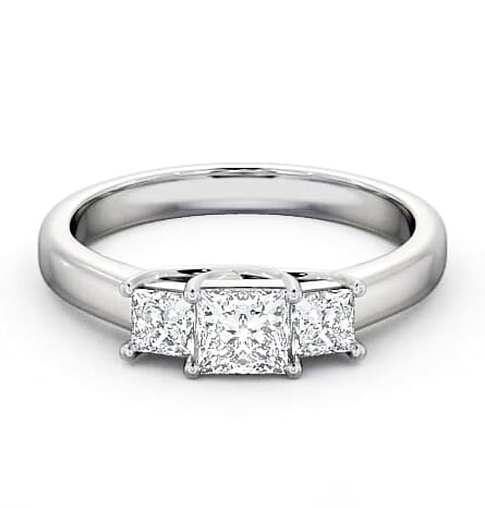 Three Stone Princess Diamond Sweeping Prongs Ring 9K White Gold TH1_WG_THUMB2 