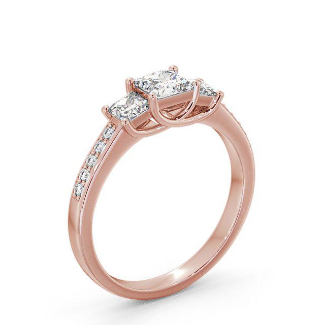 Three Stone Princess Diamond Ring 18K Rose Gold With Side Stones - Elisa TH1S_RG_HAND