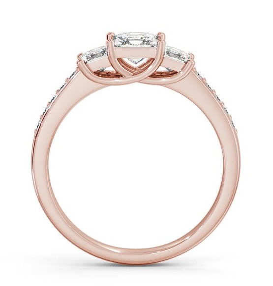Three Stone Princess Diamond Trilogy Ring 18K Rose Gold with Channel TH1S_RG_THUMB1 