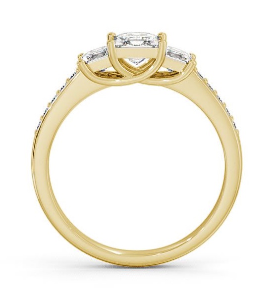 Three Stone Princess Diamond Trilogy Ring 9K Yellow Gold with Channel TH1S_YG_THUMB1 
