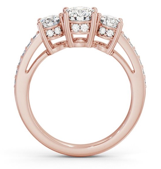 Three Stone Round Diamond Glamorous Ring 9K Rose Gold with Channel Set Side Stones TH20_RG_THUMB1