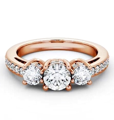 Three Stone Round Diamond Glamorous Ring 9K Rose Gold with Channel TH20_RG_THUMB1