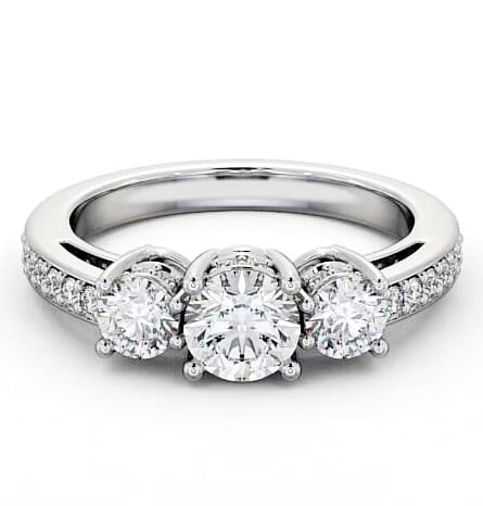 Three Stone Round Diamond Glamorous Ring 18K White Gold with Channel TH20_WG_THUMB2 