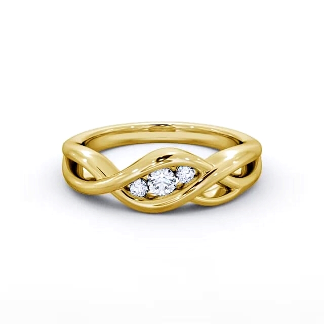 Three Stone Round Diamond 0.15ct Ring 18K Yellow Gold - Navi TH21_YG_HAND