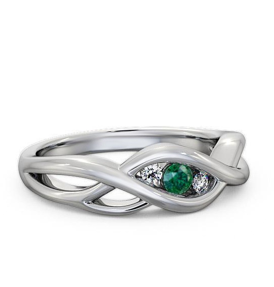 Three Stone Emerald and Diamond 0.11ct Ring 18K White Gold TH21GEM_WG_EM_THUMB2 