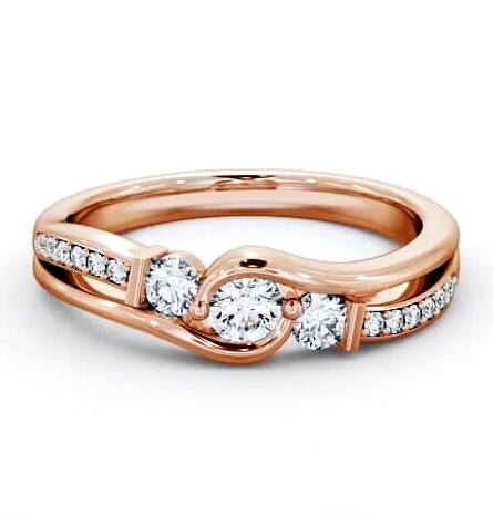 Three Stone Round Diamond Channel Set Ring 9K Rose Gold with Channel TH22_RG_THUMB1