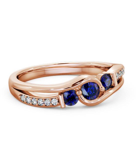 Three Stone Blue Sapphire and Diamond 0.38ct Ring 18K Rose Gold TH22GEM_RG_BS_THUMB1