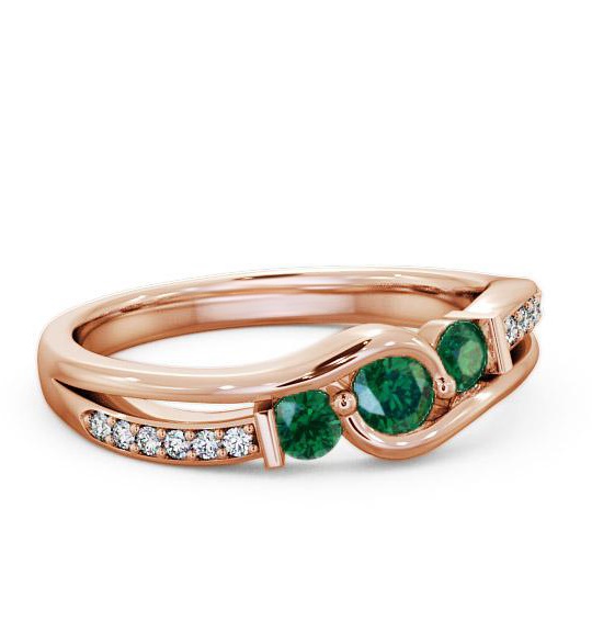 Three Stone Emerald and Diamond 0.31ct Ring 18K Rose Gold TH22GEM_RG_EM_THUMB1