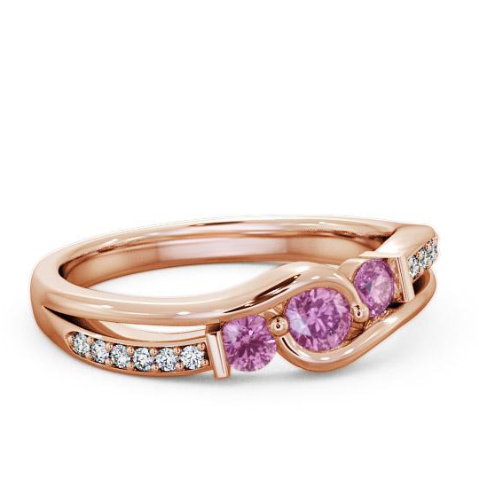 Three Stone Pink Sapphire and Diamond 0.38ct Ring 18K Rose Gold TH22GEM_RG_PS_THUMB1