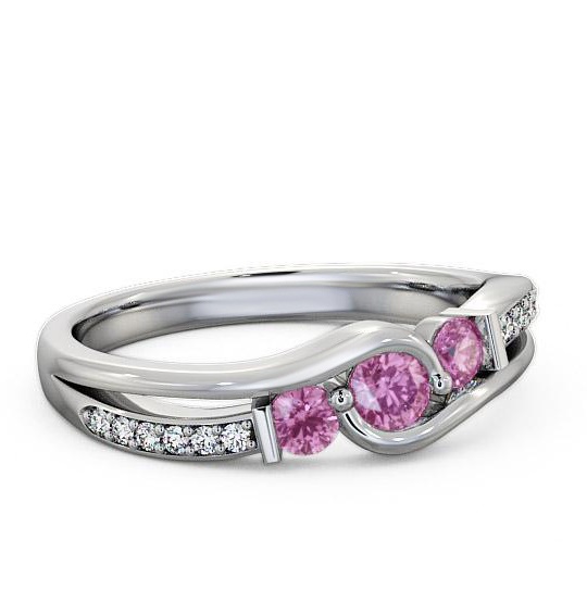 Three Stone Pink Sapphire and Diamond 0.38ct Ring 18K White Gold TH22GEM_WG_PS_THUMB1
