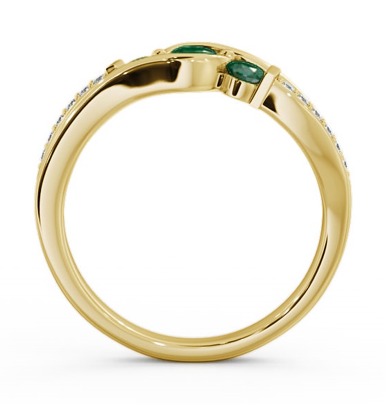 Three Stone Emerald and Diamond 0.31ct Ring 9K Yellow Gold TH22GEM_YG_EM_THUMB1 