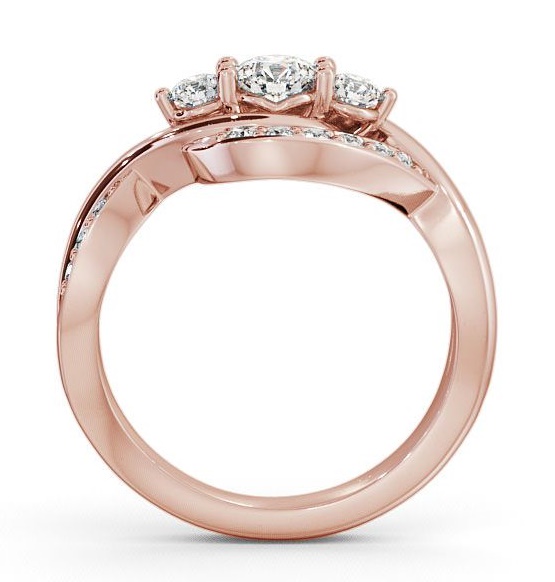 Three Stone Round Diamond Unique Style Ring 9K Rose Gold with Channel Set Stones TH23_RG_THUMB1