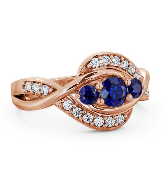 Three Stone Blue Sapphire and Diamond 0.70ct Ring 18K Rose Gold TH23GEM_RG_BS_THUMB1