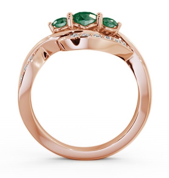 Three Stone Emerald and Diamond 0.59ct Ring 9K Rose Gold TH23GEM_RG_EM_THUMB1 