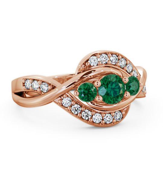 Three Stone Emerald and Diamond 0.59ct Ring 18K Rose Gold TH23GEM_RG_EM_THUMB1