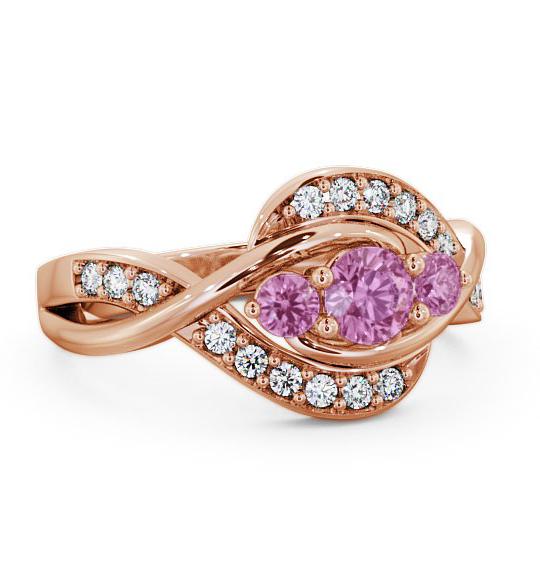 Three Stone Pink Sapphire and Diamond 0.70ct Ring 18K Rose Gold TH23GEM_RG_PS_THUMB1
