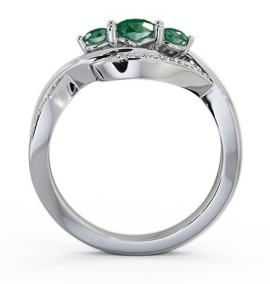 Three Stone Emerald and Diamond 0.59ct Ring 18K White Gold TH23GEM_WG_EM_THUMB1 