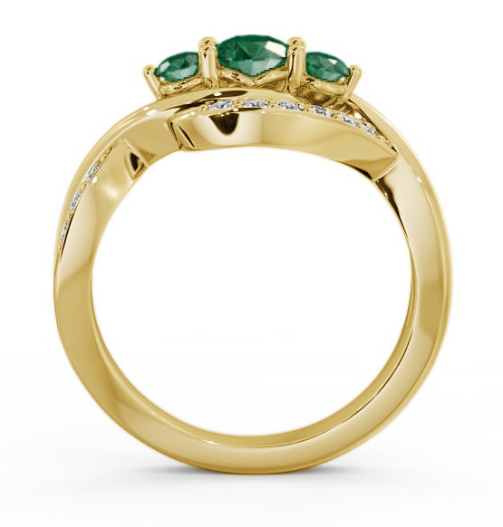 Three Stone Emerald and Diamond 0.59ct Ring 9K Yellow Gold TH23GEM_YG_EM_THUMB1 