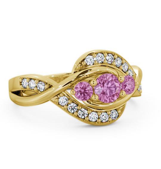 Three Stone Pink Sapphire and Diamond 0.70ct Ring 9K Yellow Gold TH23GEM_YG_PS_THUMB1