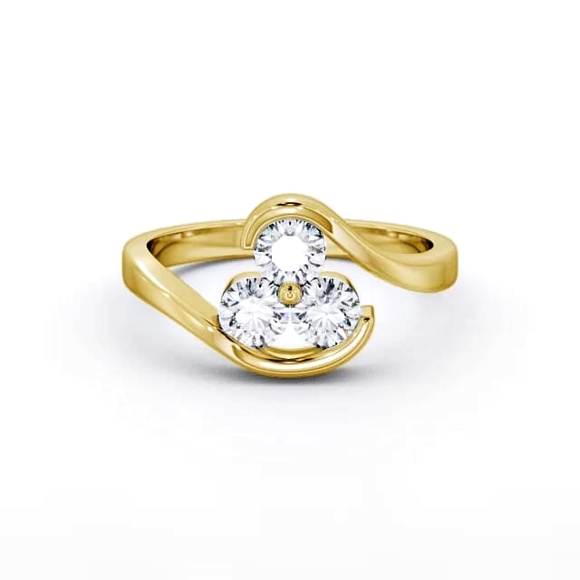 Three Stone Round Diamond Ring 9K Yellow Gold - Vasilisa TH24_YG_HAND