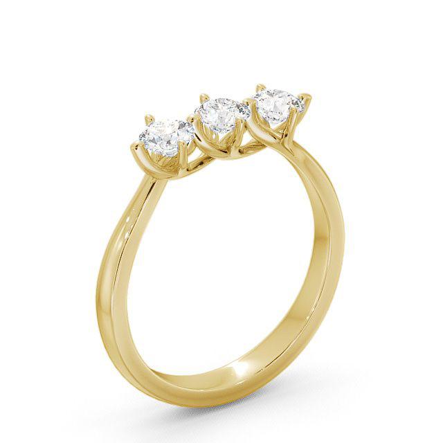 Three Stone Round Diamond Ring 9K Yellow Gold - Lupita TH26_YG_HAND