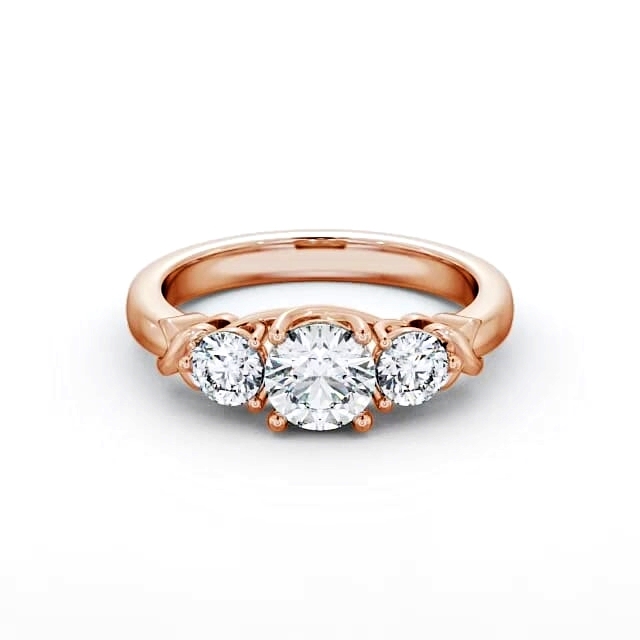 Three Stone Round Diamond Ring 9K Rose Gold - Jasper TH27_RG_HAND