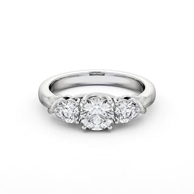 Three Stone Round Diamond Ring 9K White Gold - Jasper TH27_WG_HAND