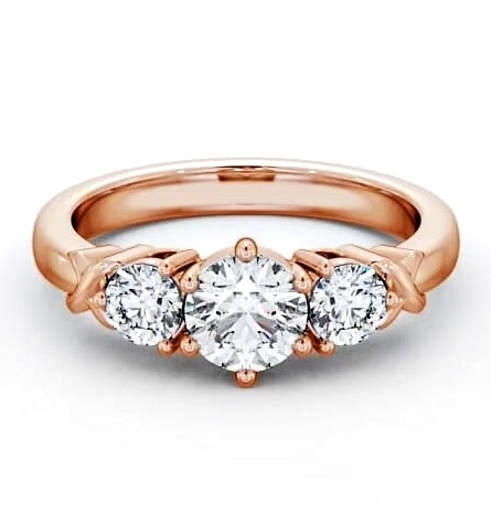 Three Stone Round Diamond Criss Cross Trilogy Ring 9K Rose Gold TH28_RG_THUMB2 
