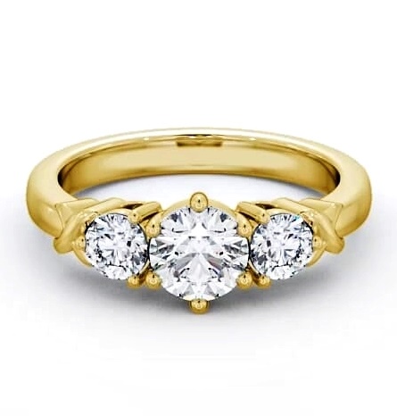 Three Stone Round Diamond Criss Cross Trilogy Ring 18K Yellow Gold TH28_YG_THUMB2 