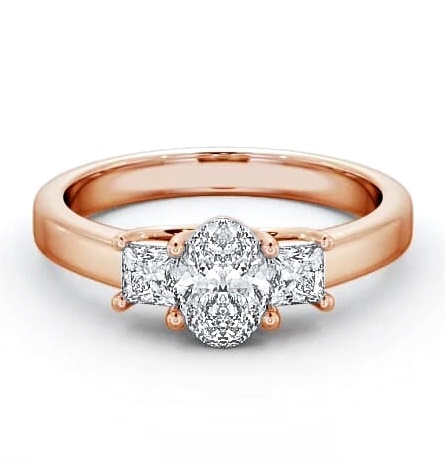 Three Stone Oval Diamond Sweeping Prongs Trilogy Ring 9K Rose Gold TH29_RG_THUMB1