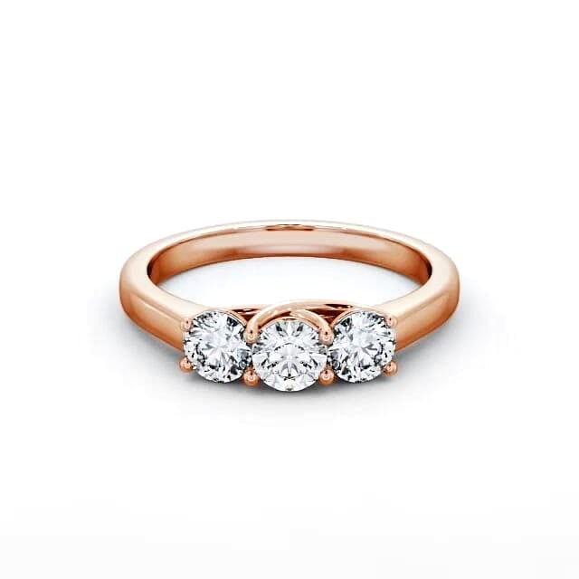 Three Stone Round Diamond Ring 18K Rose Gold - Lunar TH2_RG_HAND
