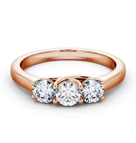 Three Stone Round Diamond Sweeping Prongs Ring 18K Rose Gold TH2_RG_THUMB1