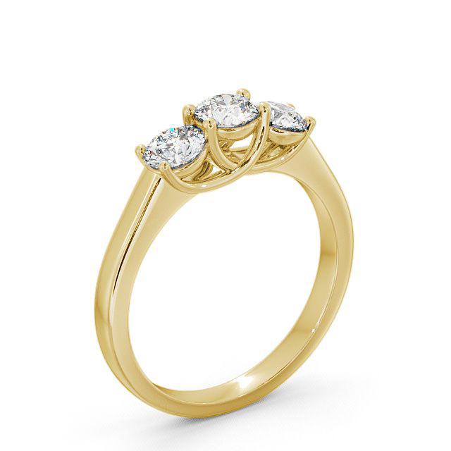 Three Stone Round Diamond Ring 18K Yellow Gold - Lunar TH2_YG_HAND