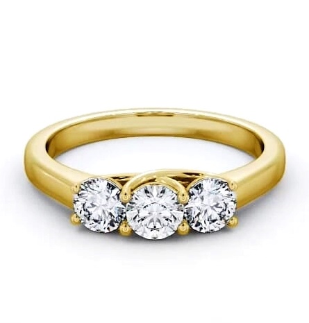 Three Stone Round Diamond Sweeping Prongs Ring 18K Yellow Gold TH2_YG_THUMB1