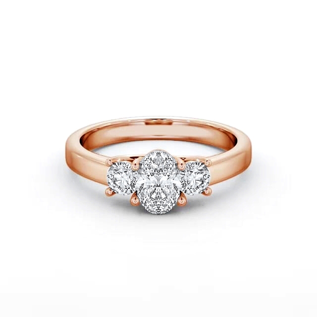 Three Stone Oval Diamond Ring 9K Rose Gold - Ainslee TH30_RG_HAND