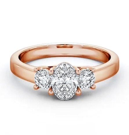Three Stone Oval Diamond Sweeping Prongs Trilogy Ring 9K Rose Gold TH30_RG_THUMB1