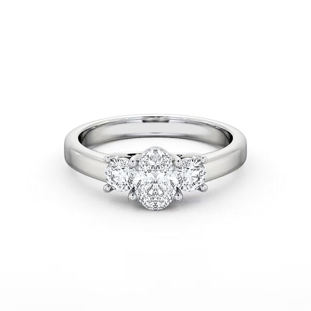Three Stone Oval Diamond Ring 9K White Gold - Ainslee TH30_WG_HAND