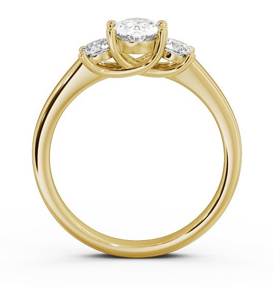 Three Stone Oval Diamond Sweeping Prongs Trilogy Ring 18K Yellow Gold TH30_YG_THUMB1
