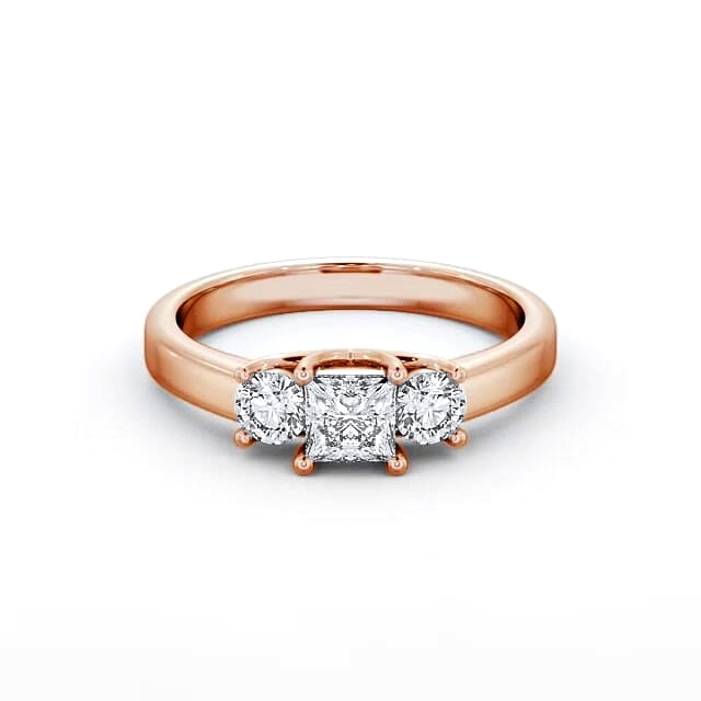 Three Stone Princess Diamond Ring 18K Rose Gold - Breana TH31_RG_HAND